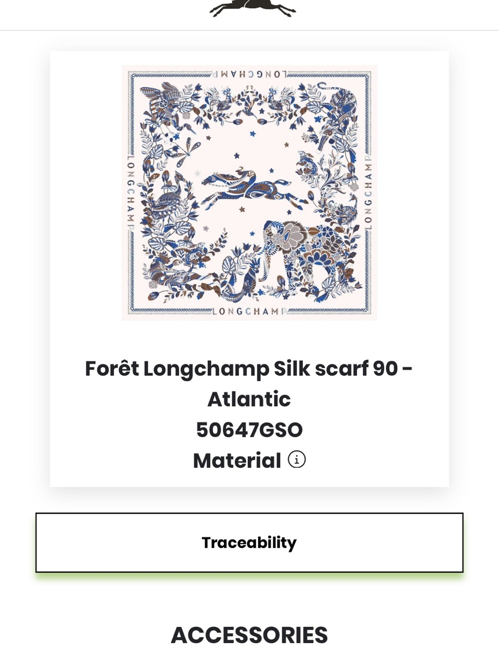 New with packaging Longchamp Cream Scarf Horse racing